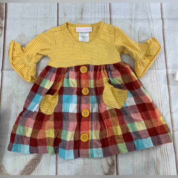 Bonnie Baby Yellow Check Dress Size 12M - Picture 1 of 3